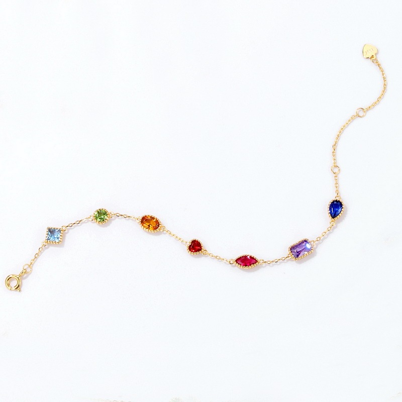 Multicolor Gemstone Bracelet In Sterling Silver