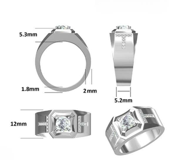 1CT Moissanite Ring In Sterling Silver