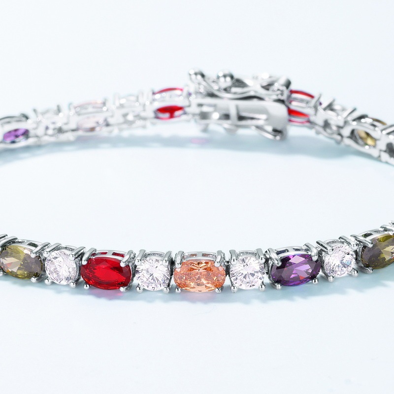 4.4mm Rainbow Zircon Tennis Bracelet In Sterling Silver