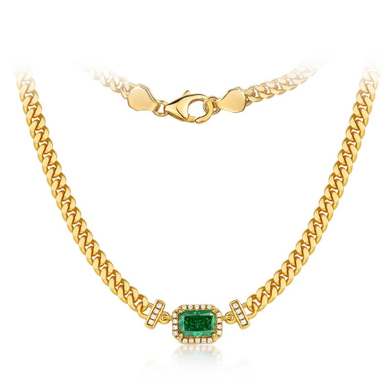 Brilliant Emerald Necklace In Sterling Silver