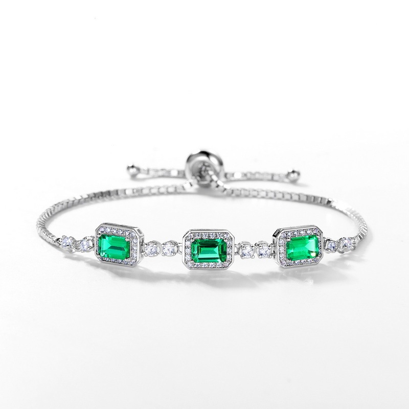 1.4CT Lab-Created Diamond Emerald Bracelet In Sterling Silver