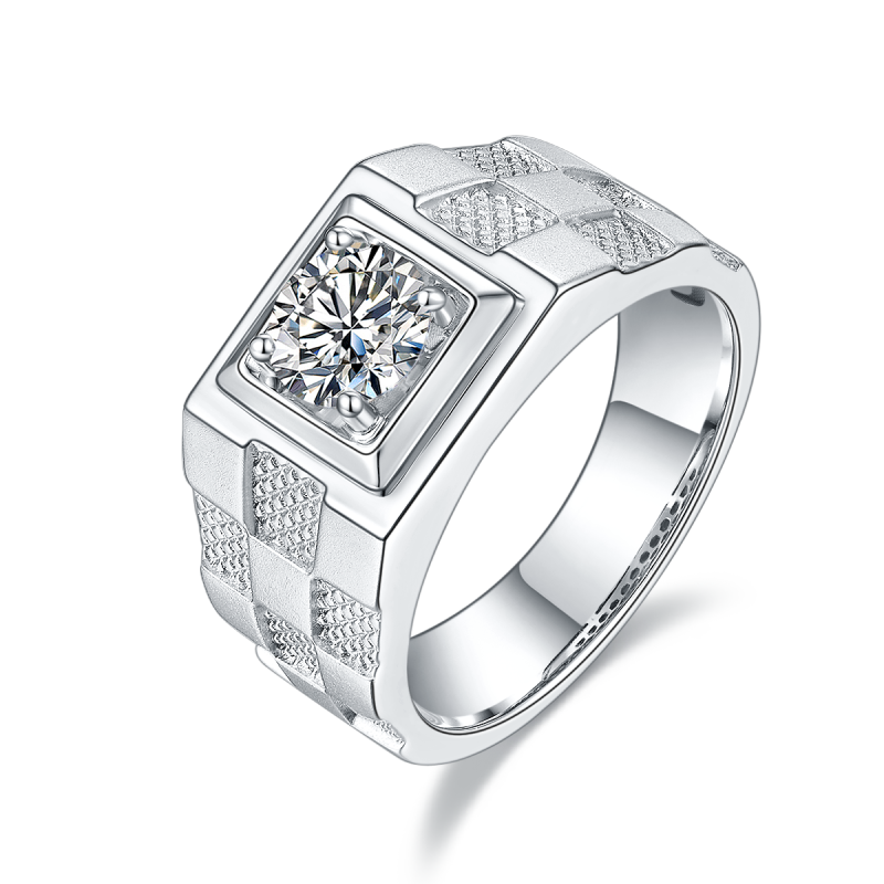 1CT Moissanite Ring In Sterling Silver