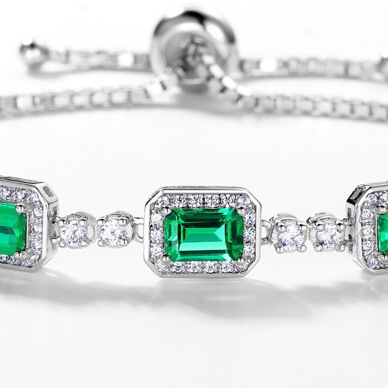 1.4CT Lab-Created Diamond Emerald Bracelet In Sterling Silver