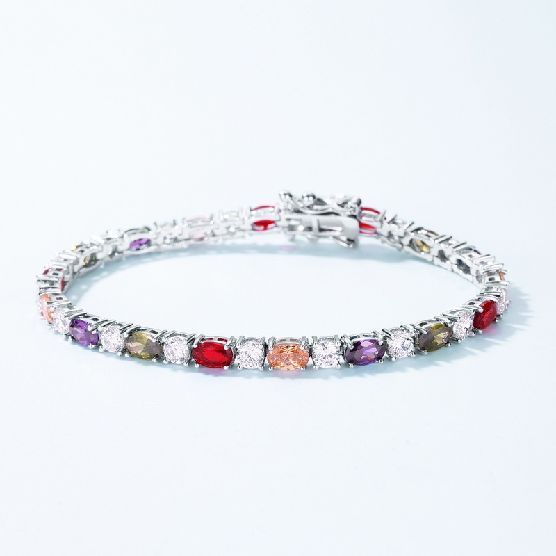 4.4mm Rainbow Zircon Tennis Bracelet In Sterling Silver