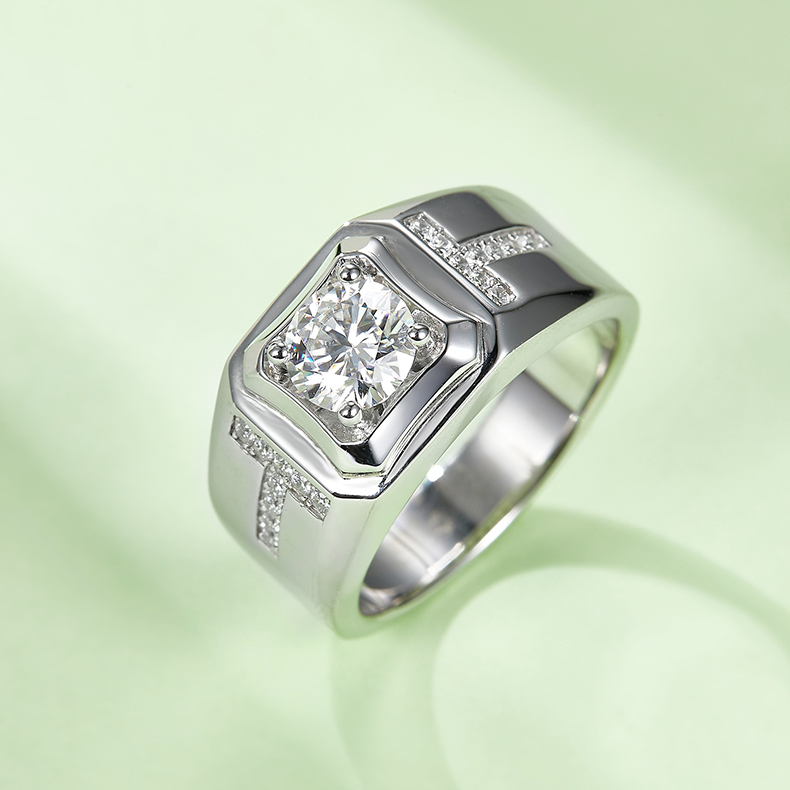 1CT Moissanite Ring In Sterling Silver