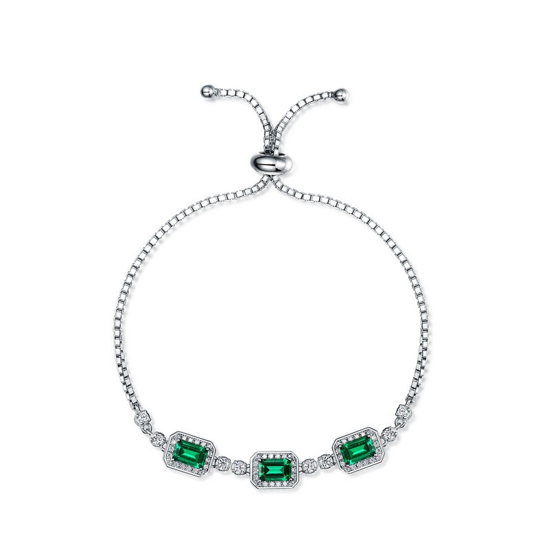 1.4CT Lab-Created Diamond Emerald Bracelet In Sterling Silver