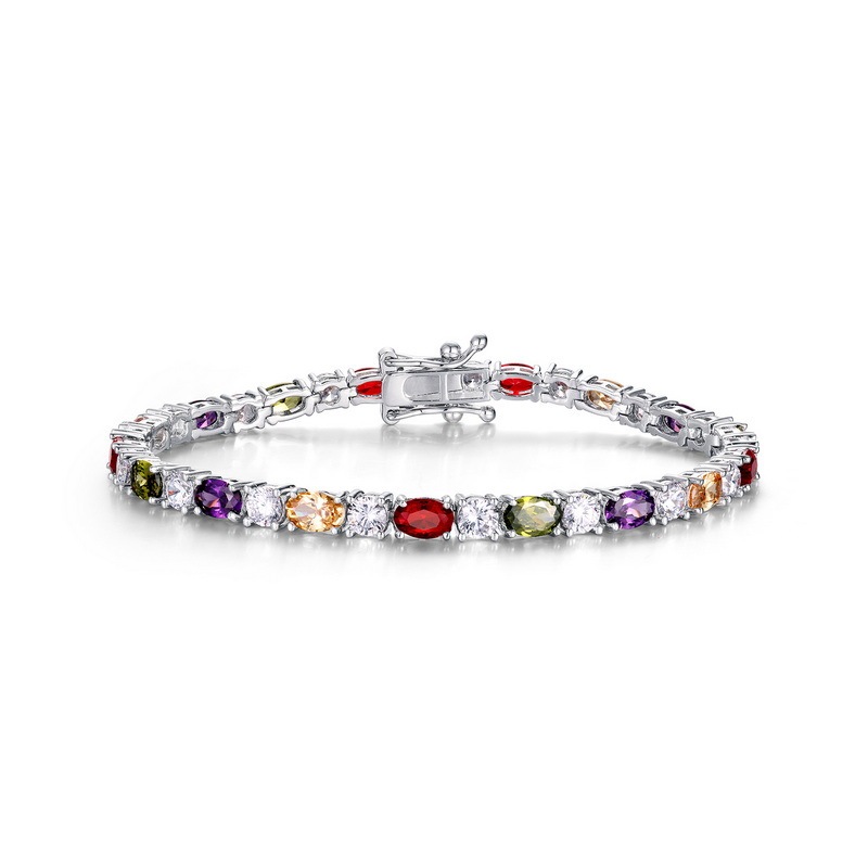 4.4mm Rainbow Zircon Tennis Bracelet In Sterling Silver