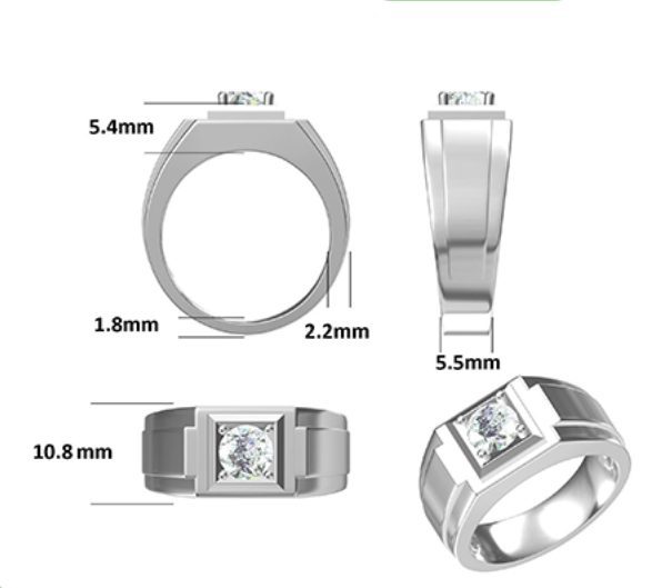 1CT Moissanite Ring In Sterling Silver