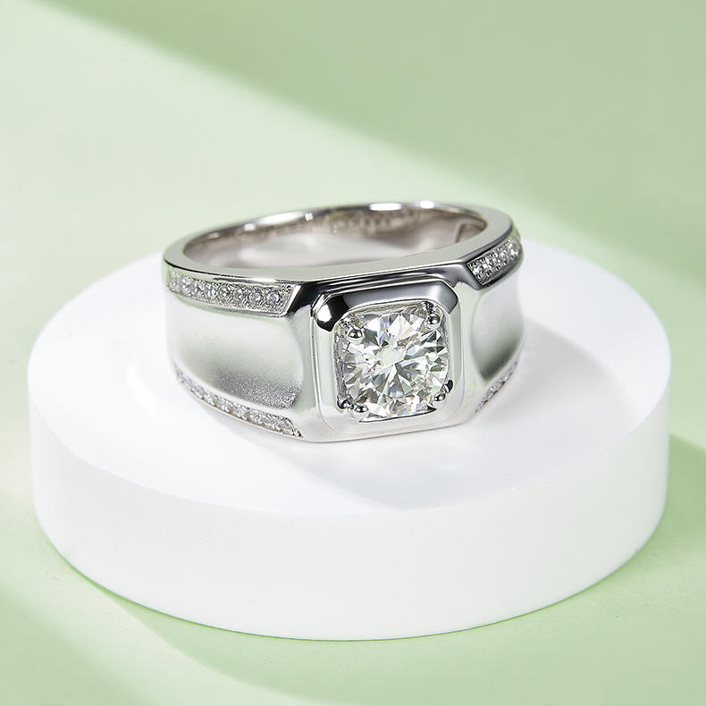 1CT Moissanite Ring In Sterling Silver