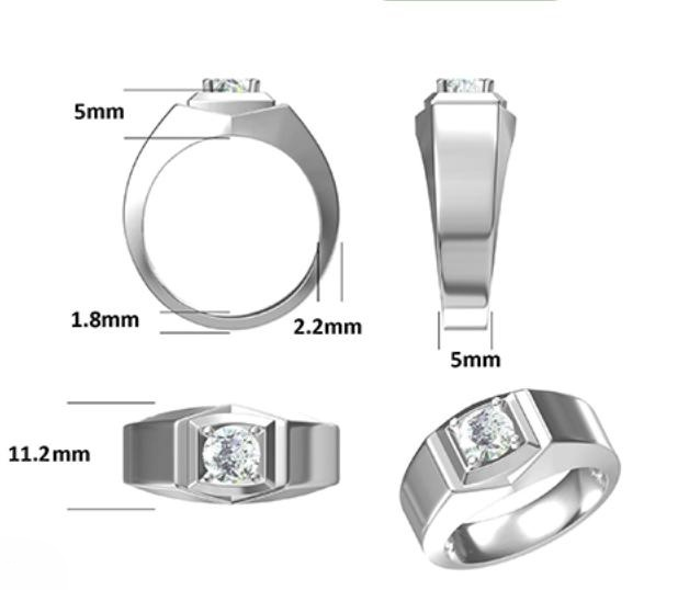 1CT Moissanite Ring In Sterling Silver