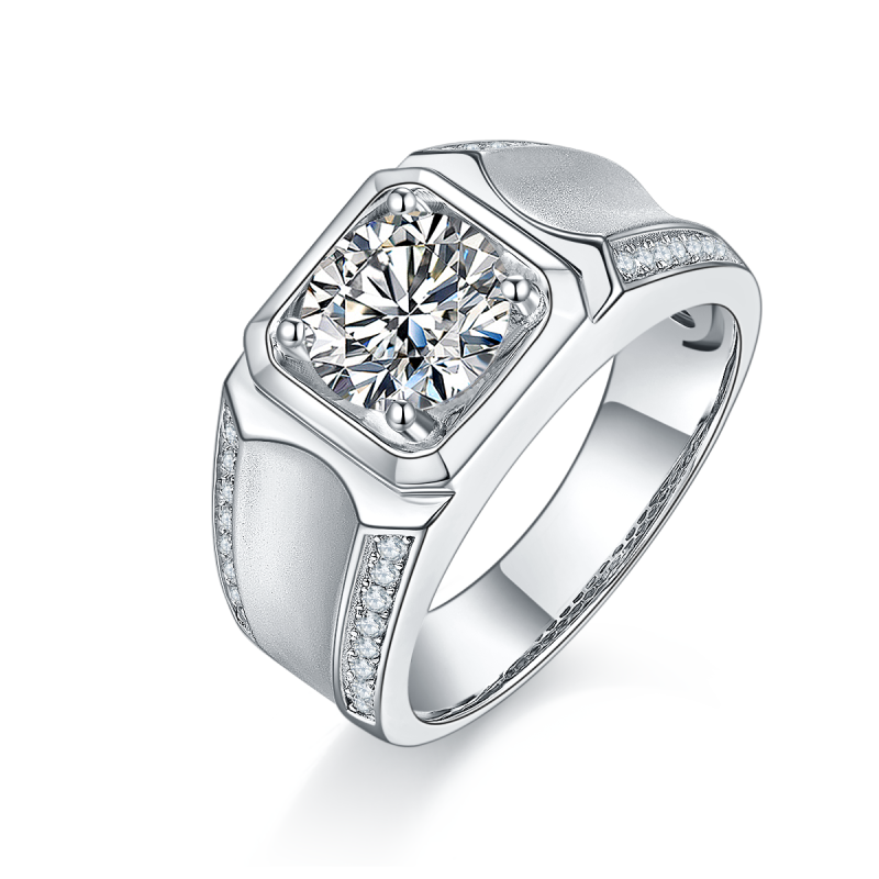 2CT Moissanite Ring In Sterling Silver