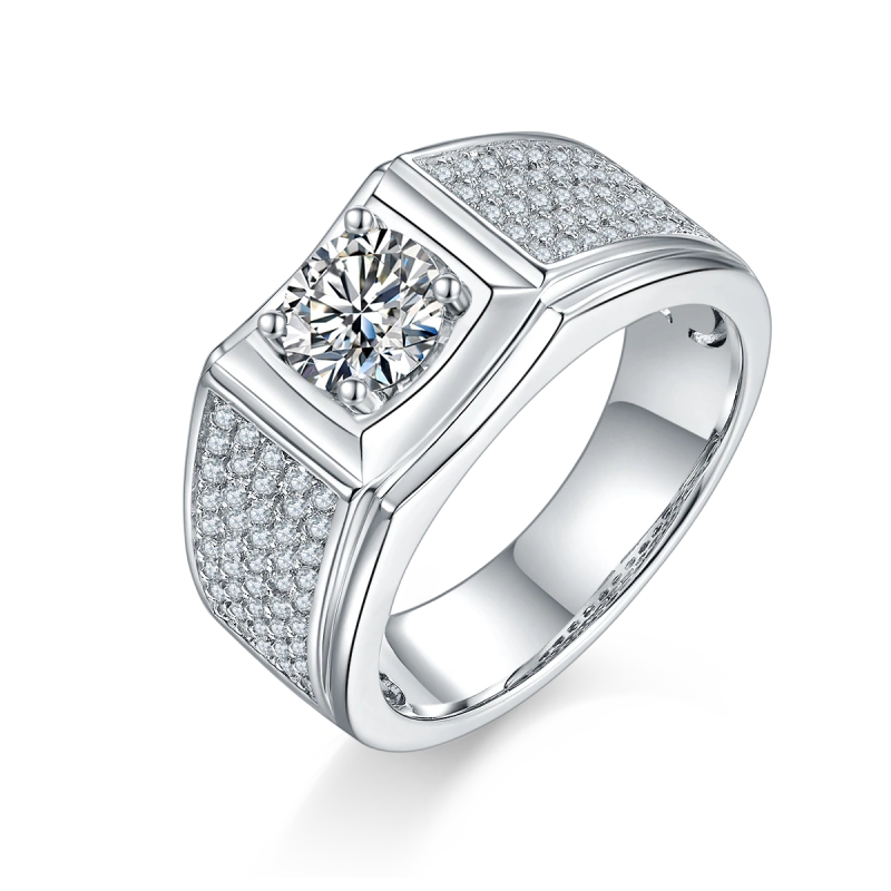 1CT Moissanite Ring In Sterling Silver