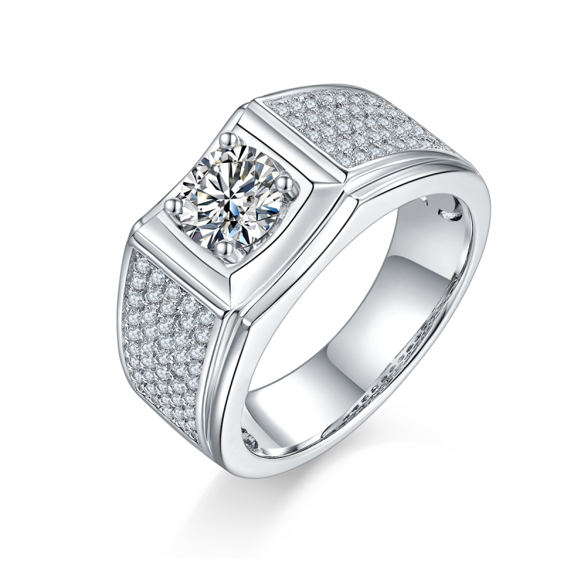 1CT Moissanite Ring In Sterling Silver