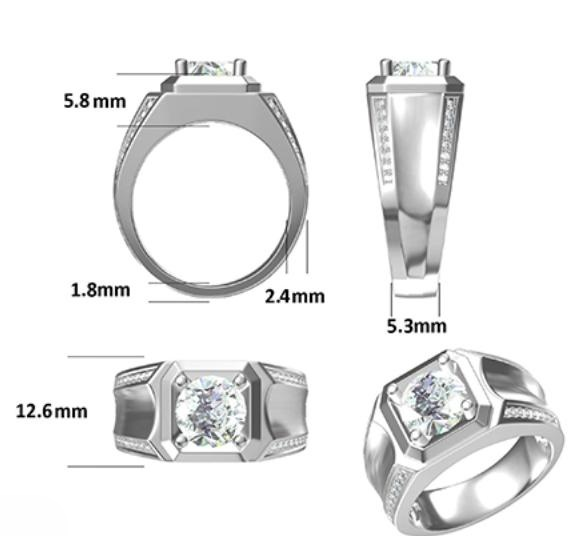 3CT Moissanite Ring In Sterling Silver