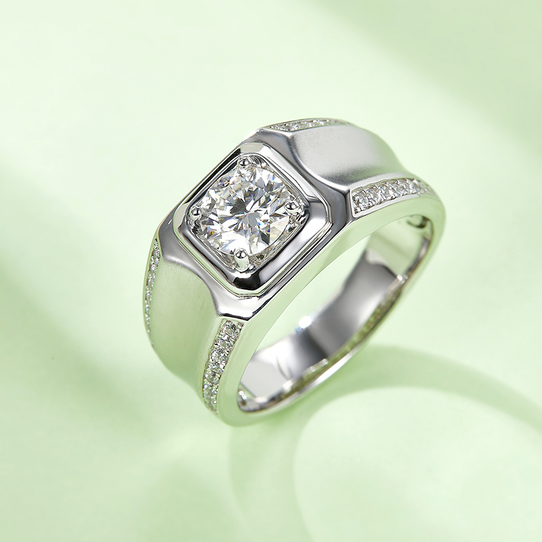 1CT Moissanite Ring In Sterling Silver