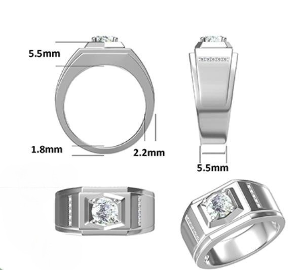 1CT Moissanite Ring In Sterling Silver