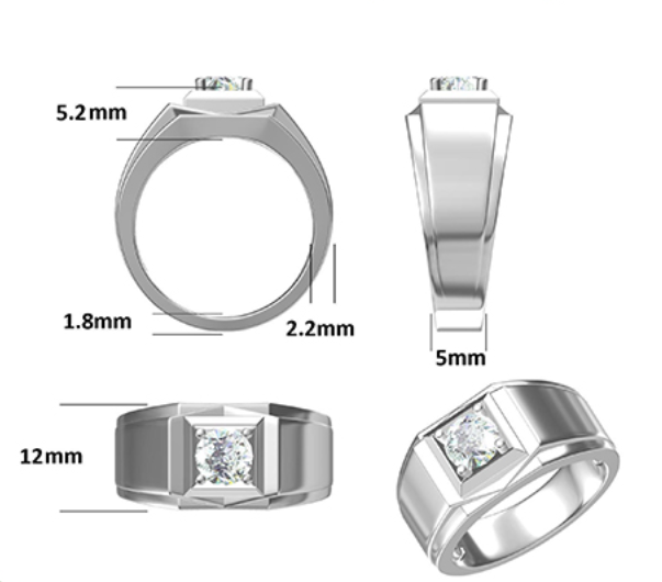 1CT Moissanite Ring In Sterling Silver