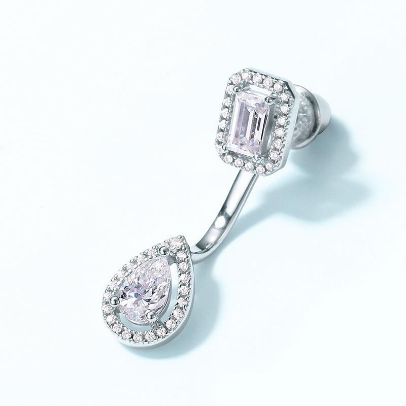 Moissanite Diamond Drop Earrings In Sterling Silver