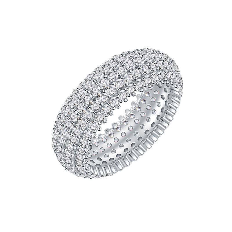 Sparking Row Ring In Sterling Silver
