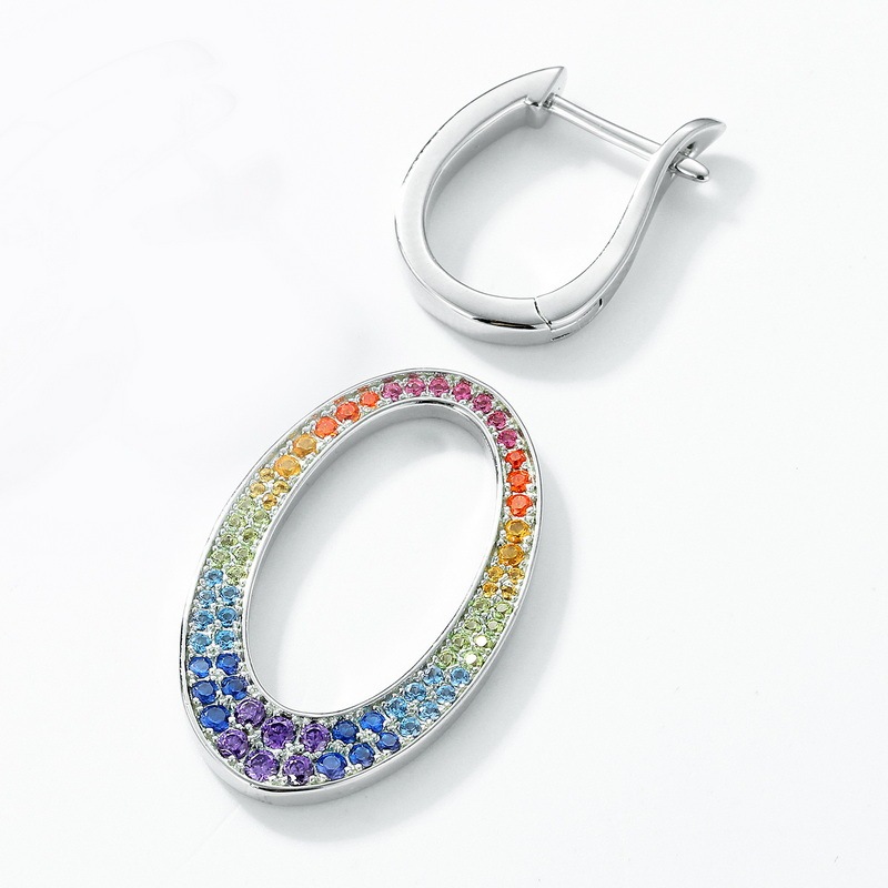 Detachable Rainbow Hoop Earrings In Sterling Silver