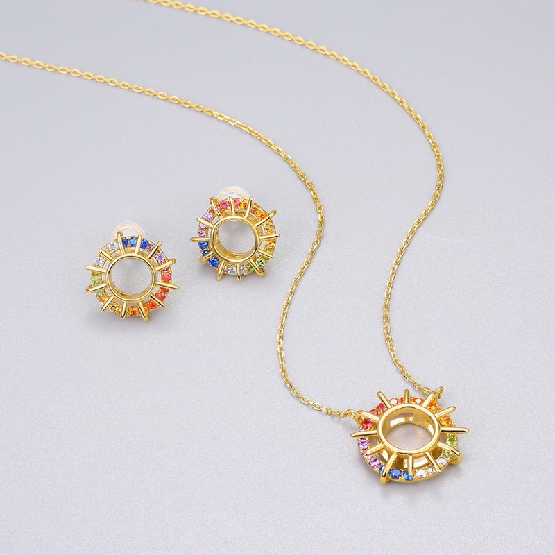 Rainbow Sun Flower Necklace In Sterling Silver