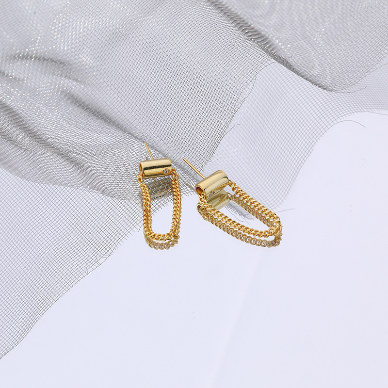 Chain Link Wrap Earrings In Sterling Silver