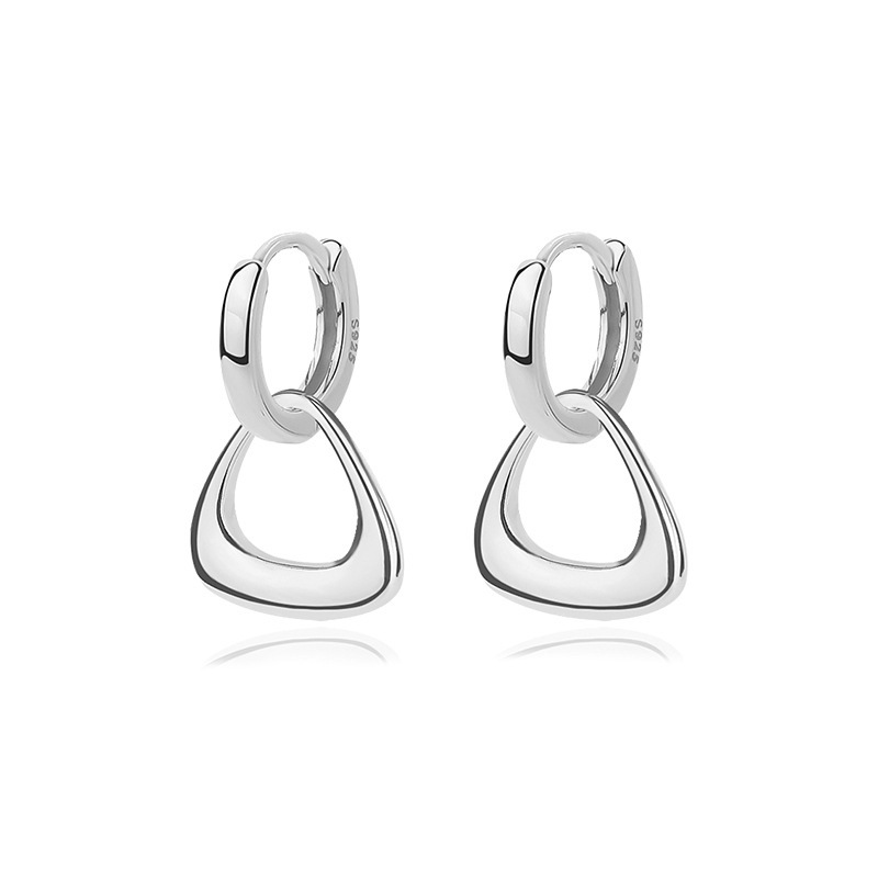 Geometric Triangle Earrings In Sterling Silver