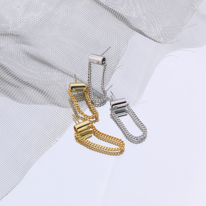 Chain Link Wrap Earrings In Sterling Silver