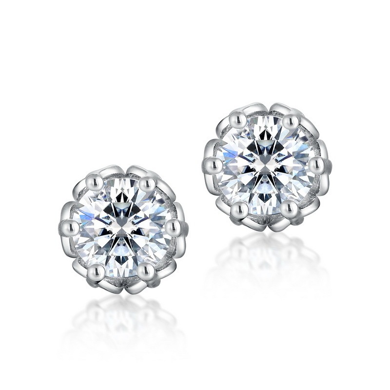 Moissanite  Stud Earrings In Sterling Silver