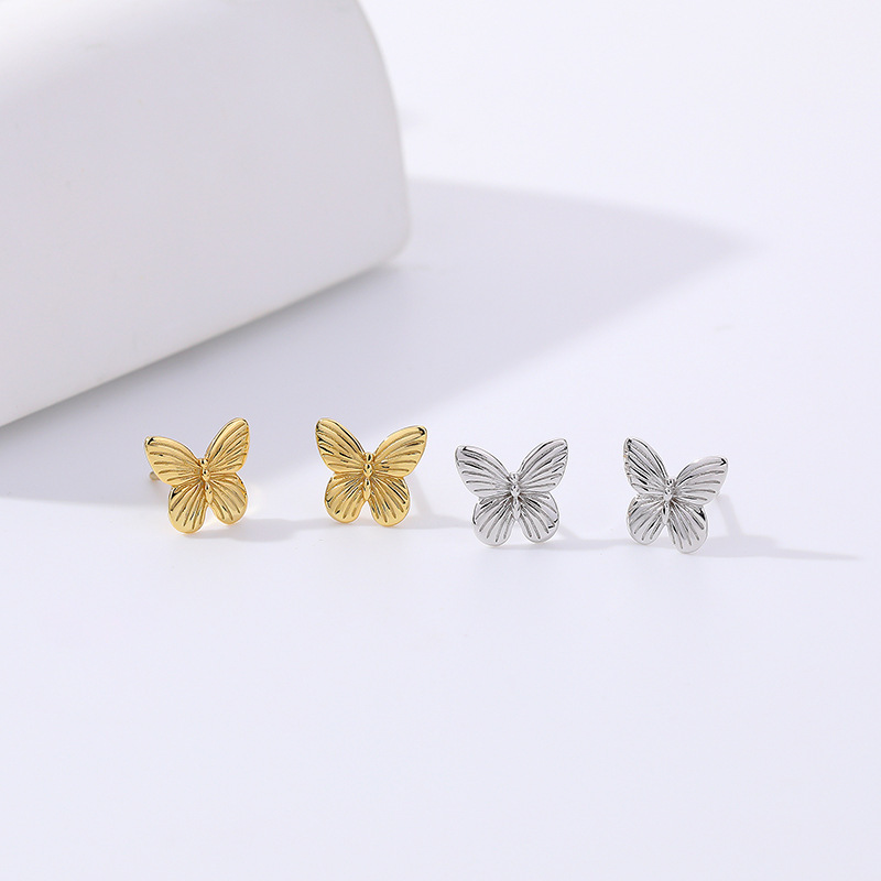 Butterfly Stud Earrings In Sterling Silver