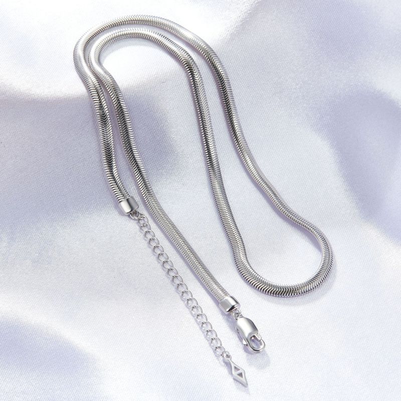 Flexible Flat Snake Chain In Sterling Silver