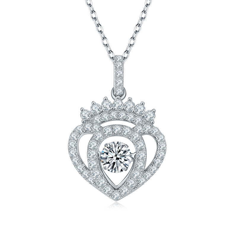 Moissanite Crown Necklace In Sterling Silver