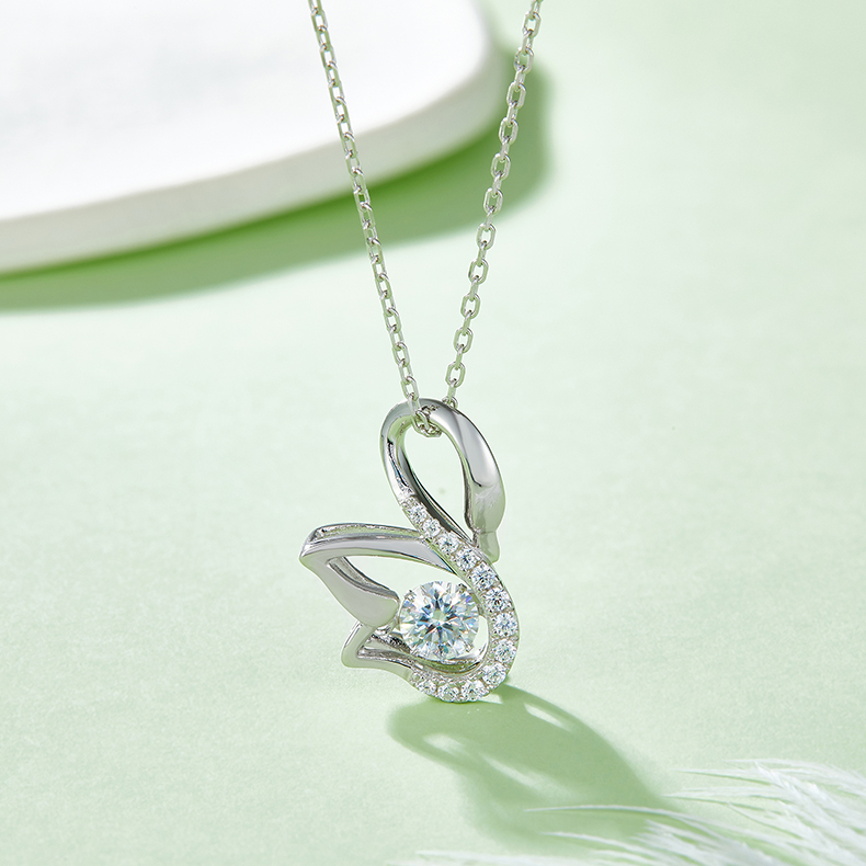 Moissanite Necklace In Sterling Silver