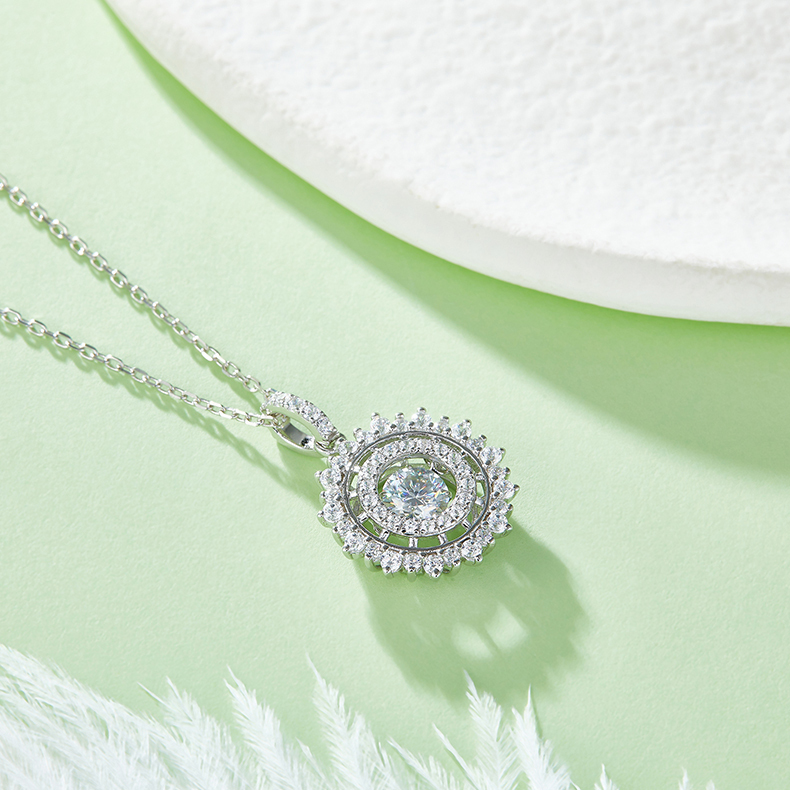 Moissanite Necklace In Sterling Silver