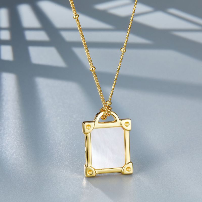 Square Necklace In Sterling Silver