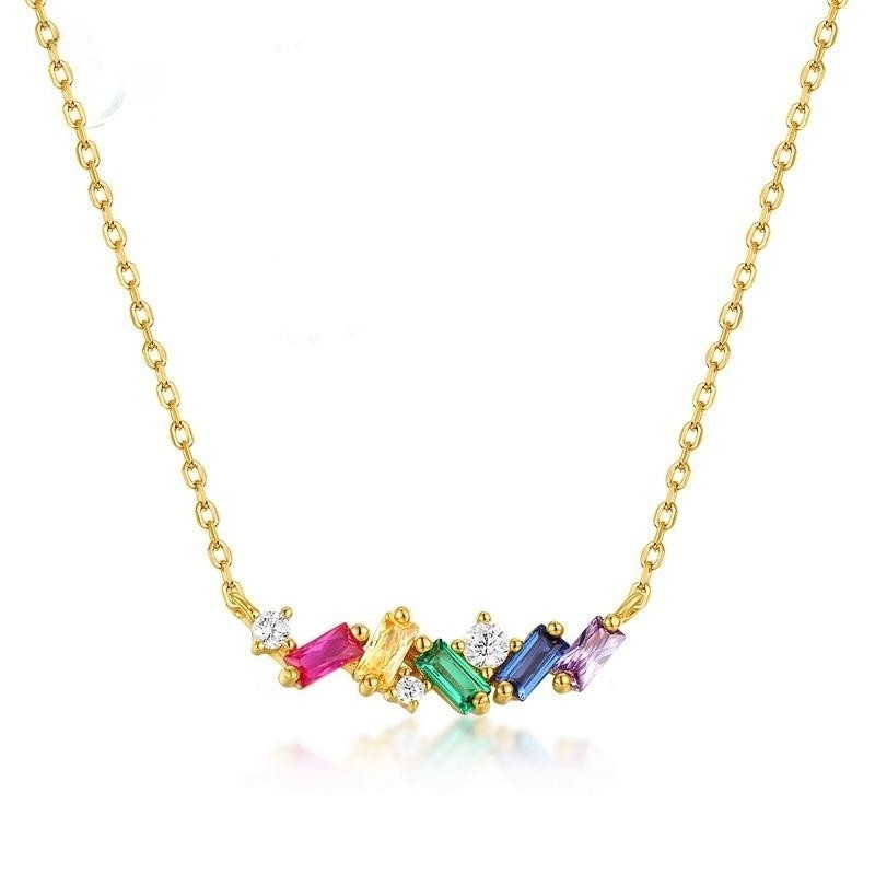 Rainbow Zircon Necklace In Sterling Silver