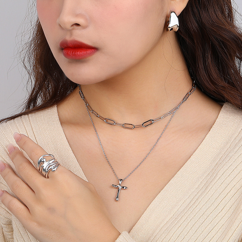 Cross Necklace In Sterling Silver