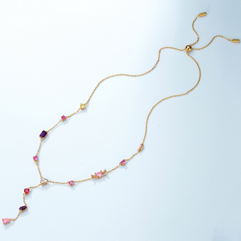 Rainbow Zircon Necklace In Sterling Silver