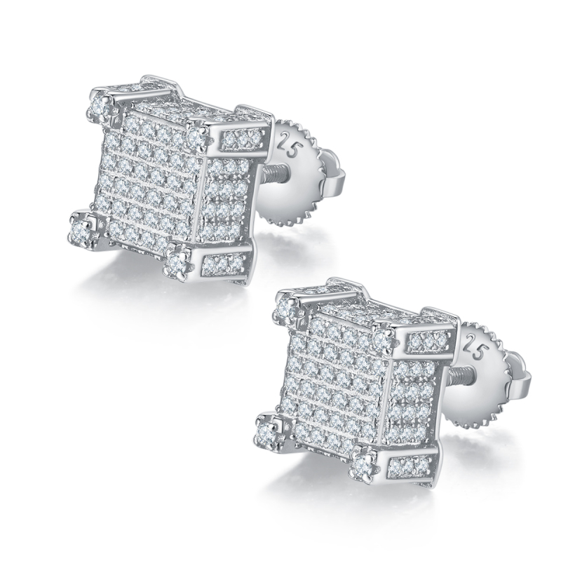 Stud Earrings Moissanite In Sterling Silver