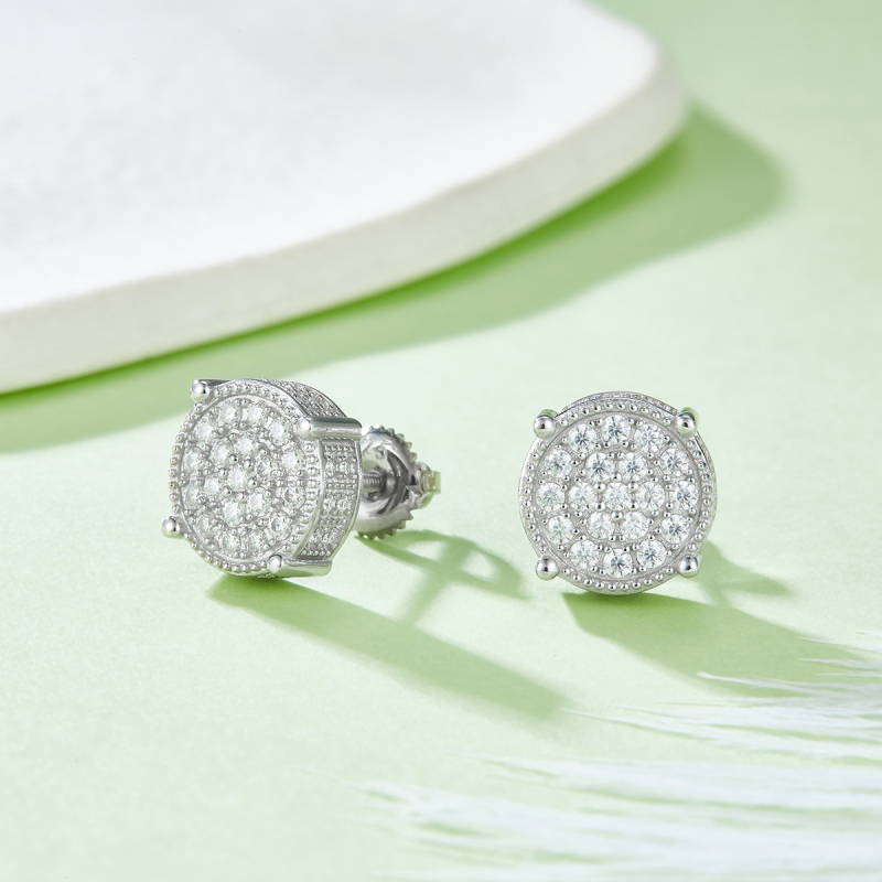 Stud Earrings Moissanite In Sterling Silver