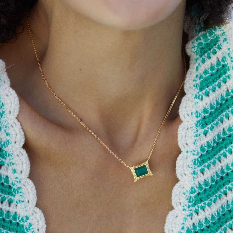Natural Chrysoprase Necklace In Sterling Silver