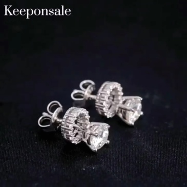 Moissanite Halo Stud Earrings In Sterling Silver