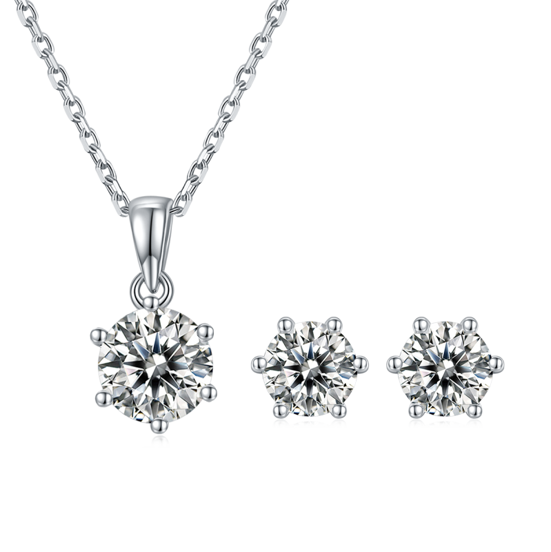 Moissanite Jewelry Set In Sterling Silver