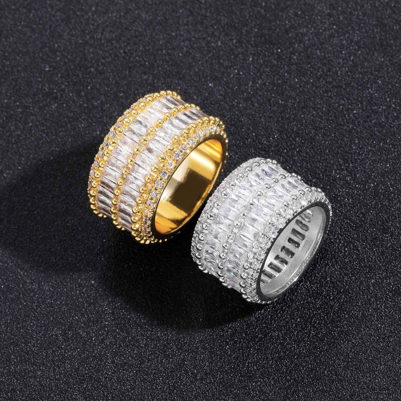 2-Roow Baguette Zircon Hip Hop Ring