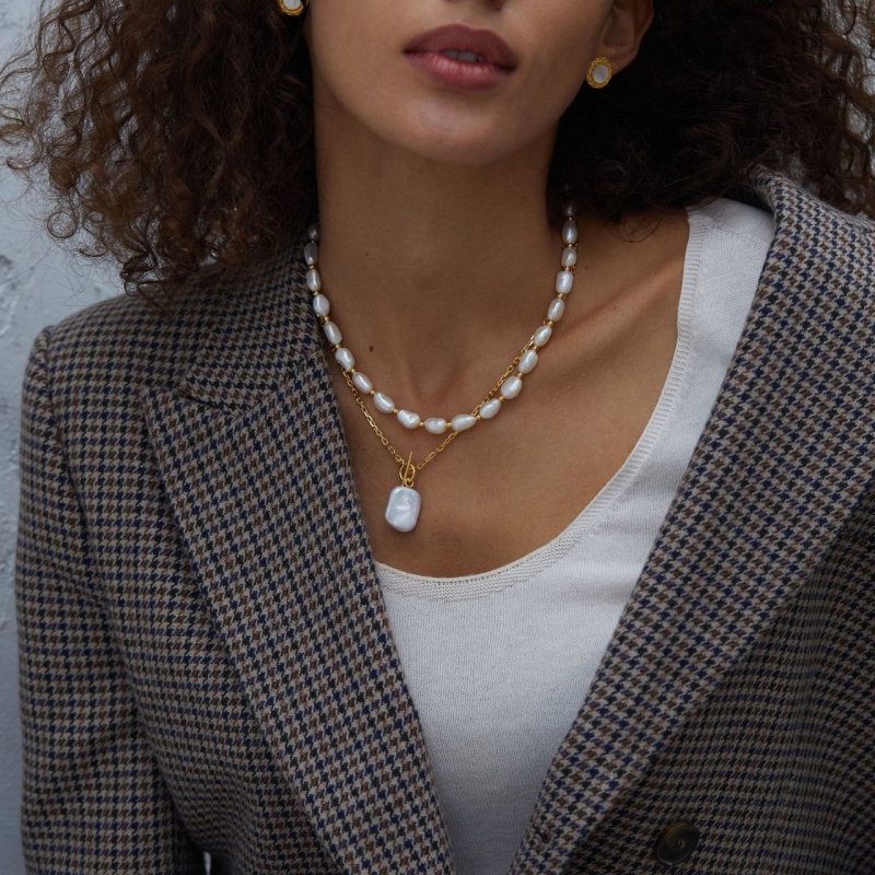 Naturel Black Agate Necklace In Sterling Silver