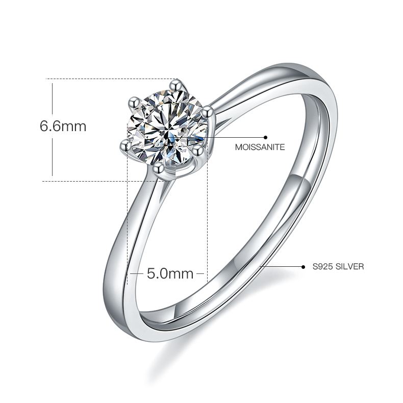 0.5CT Moissanite Ring In Sterling Silver