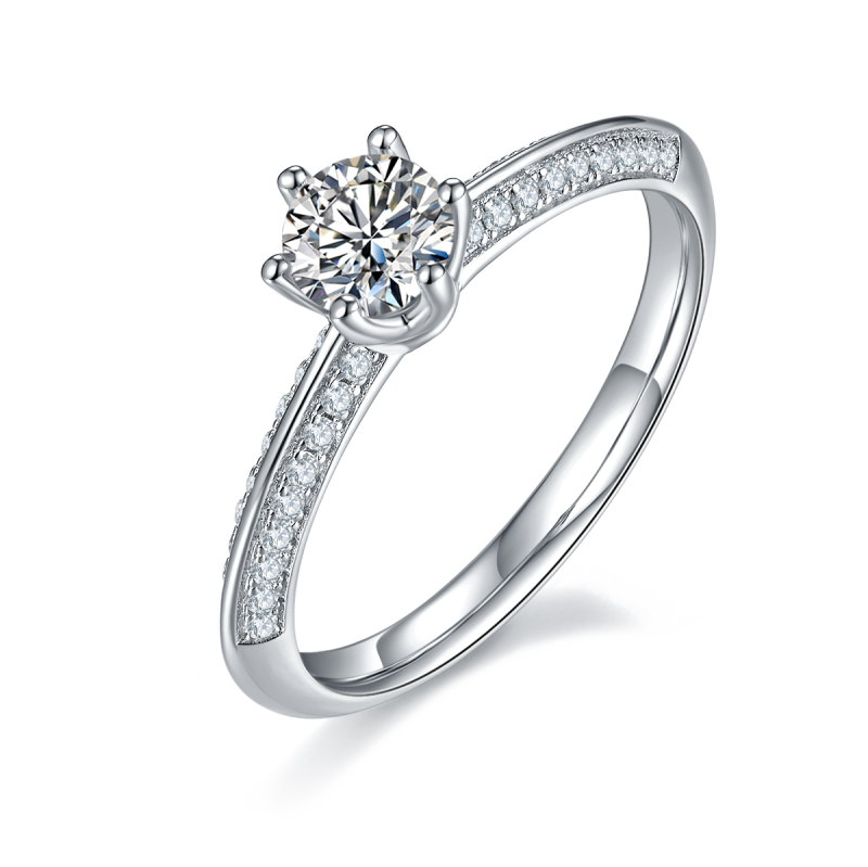 0.5CT Moissanite Ring In Sterling Silver