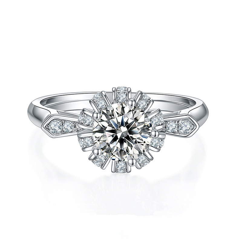 1CT Moissanite Ring In Sterling Silver