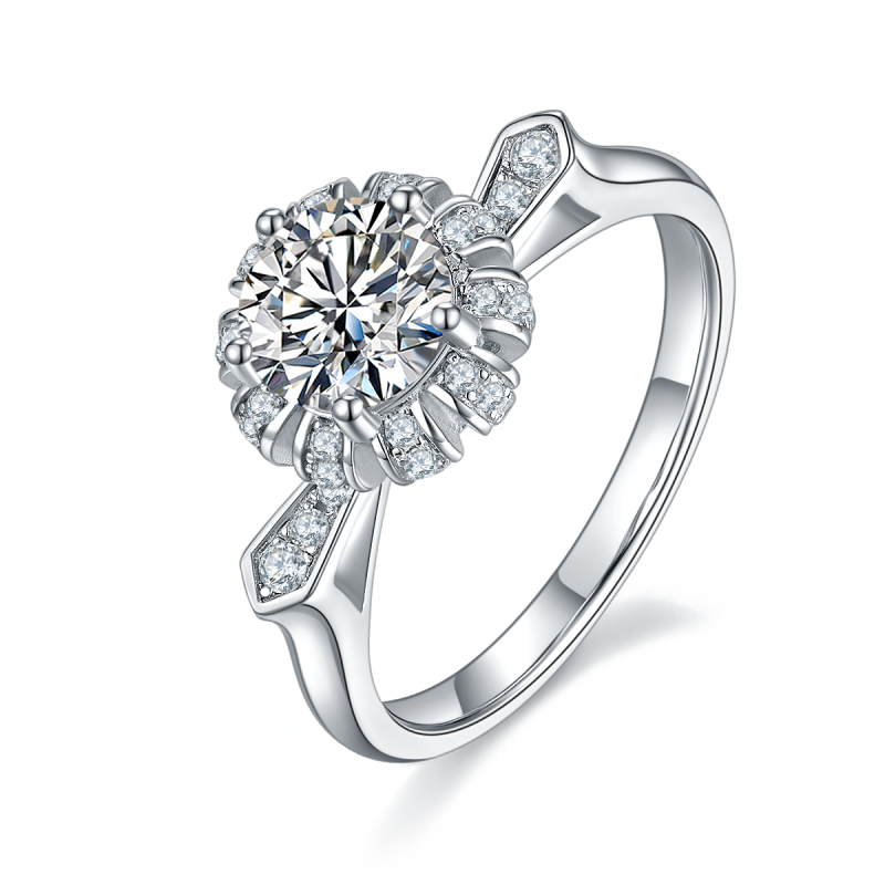 1CT Moissanite Ring In Sterling Silver