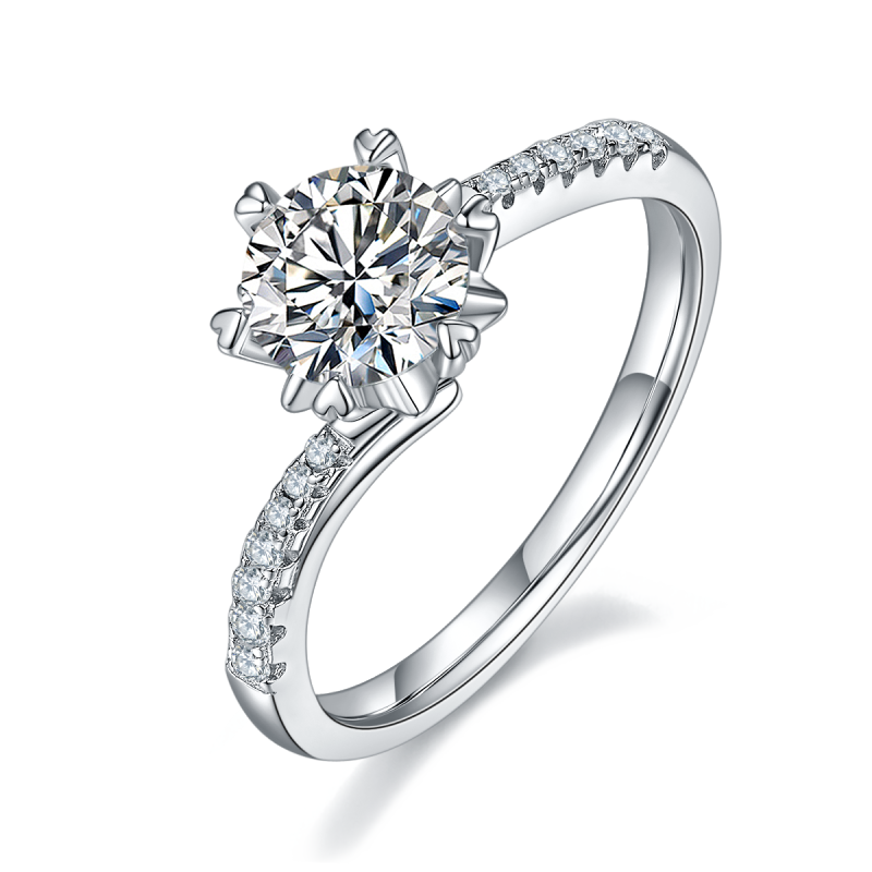 1CT Moissanite Ring In Sterling Silver